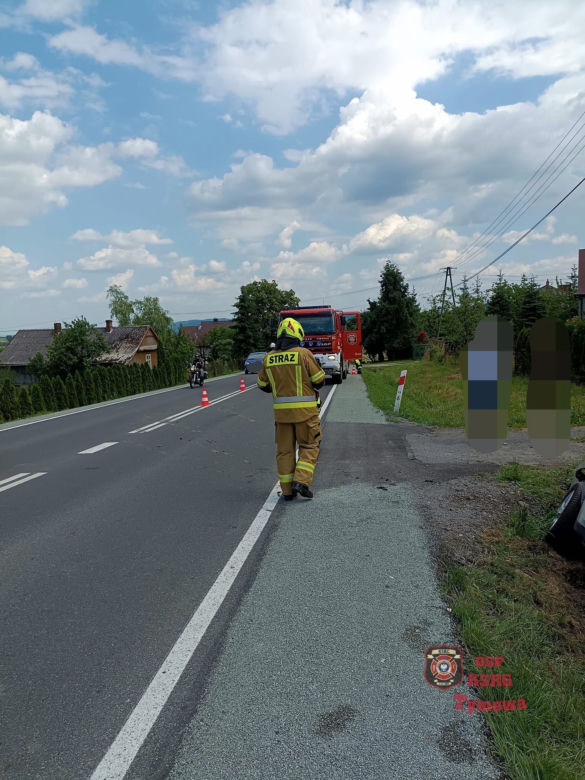 Tymowa. Osobówka zjechała z drogi i uderzyła w betonowy przepust
