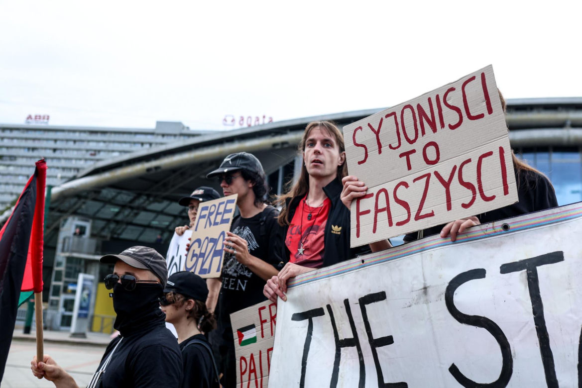 Protesty przed Polska - Izrael na Eurobasket 2025