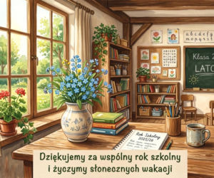 Kartka dla nauczyciela na koniec roku szkolnego
