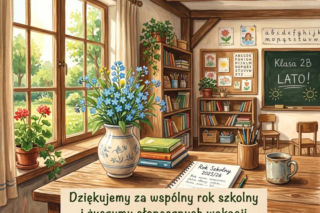 Kartka dla nauczyciela na koniec roku szkolnego