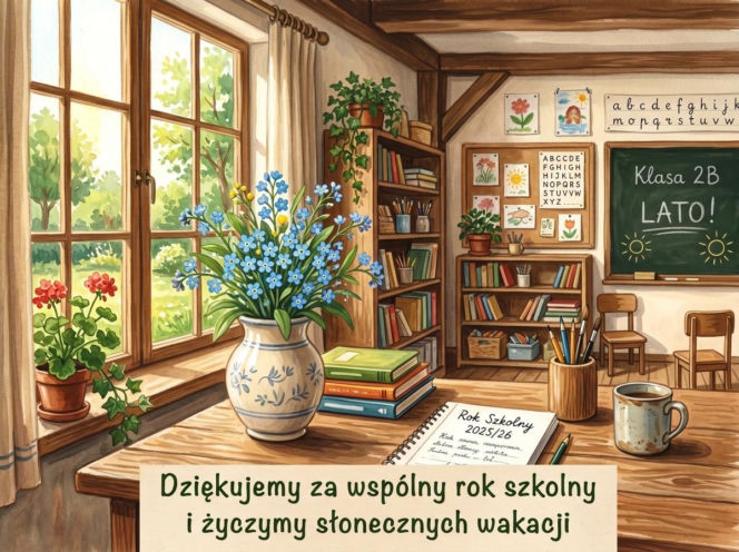 Kartka dla nauczyciela na koniec roku szkolnego