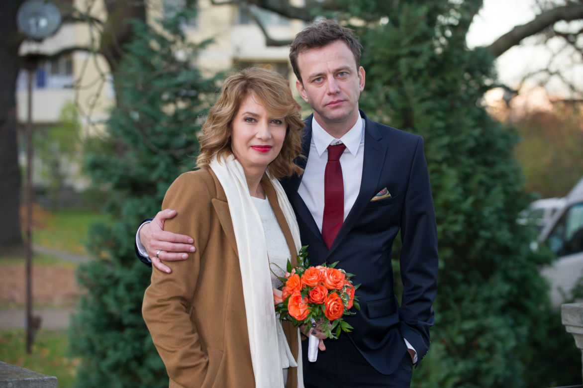 Na Wspólnej po wakacjach 2014. Basia (Grażyna Wolszczak), Krzysztf Smolny (Łukasz Konopka),