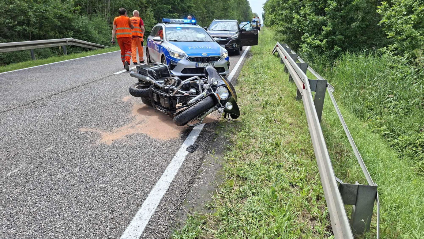 Wypadek w Krynkach, w Gminie Brody. Ranny motocyklista w szpitalu