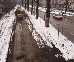 Remont torowiska na Olszewskiego we Wrocławiu