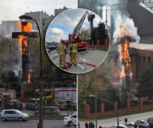 Wielki pożar słynnego krzyża w Warszawie! Spłonął w Wielki Piątek