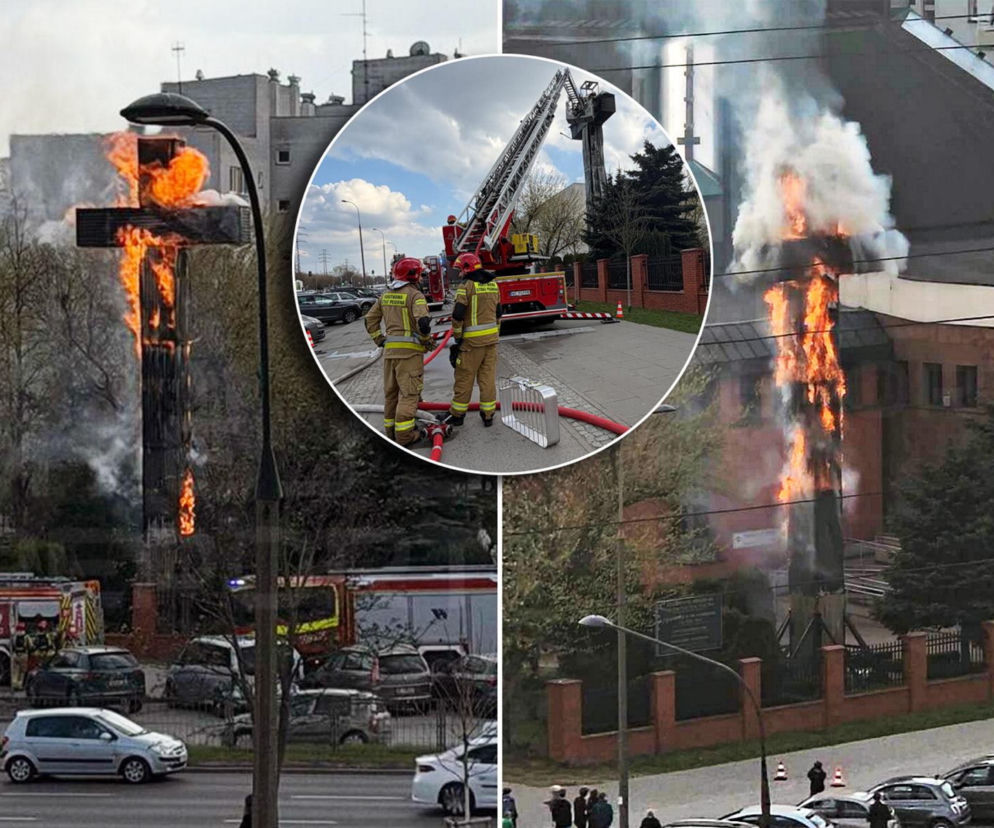 Wielki pożar słynnego krzyża w Warszawie! Spłonął w Wielki Piątek