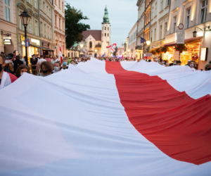 Marsz solidarności z Białorusinami w Krakowie