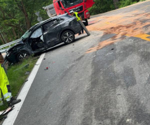 Wypadek radiowozu i ciężarówki