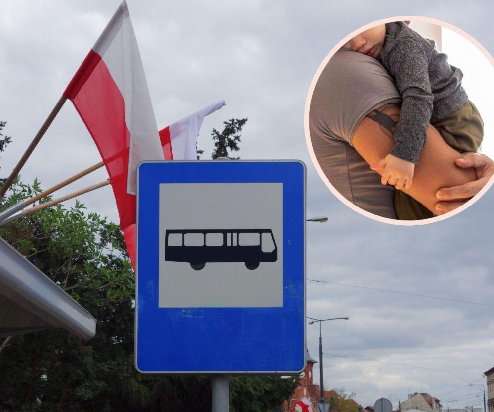 W środku nocy do autobusu wbiegł mężczyzna z dzieckiem w piżamce