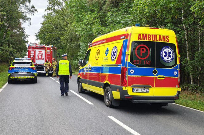 Karetka, radiowóz i straż na drodze po wypadku w Dzietrznikach. O tragedii przeczytasz na SE Łódź.