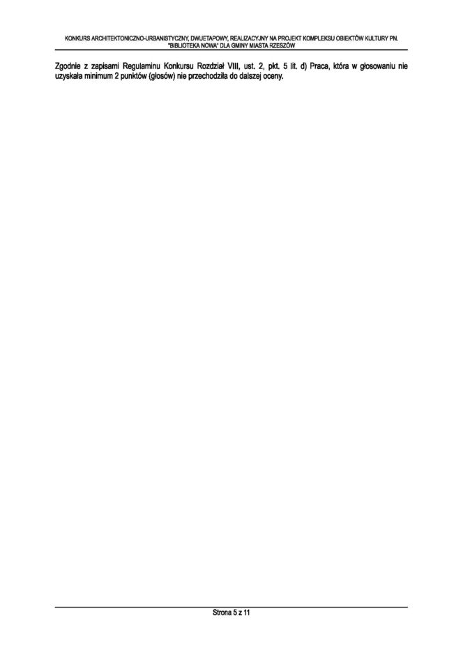 Protokół z II etapu konkursu na Bibliotekę Nową w Rzeszowie