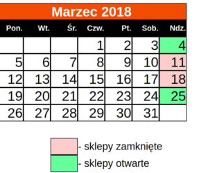 Niedziele handlowe 2018: Sklepy otwarte i zamknięte - MARZEC