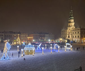 Iluminacje świetlna na zamojskiej Starówce