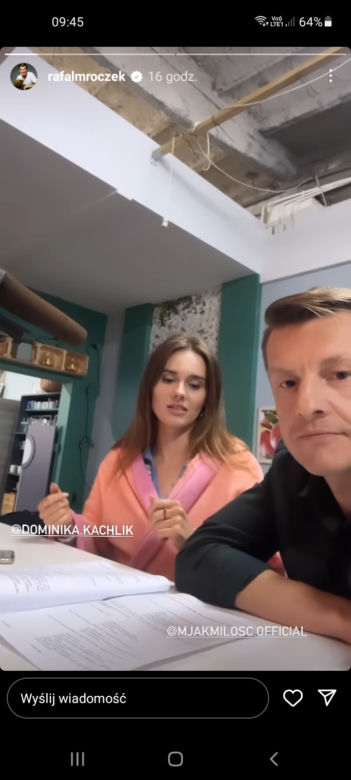 M jak miłość na planie odcinek 1693. Paweł (Rafał Mroczek), Franka (Dominika Kachlik)
