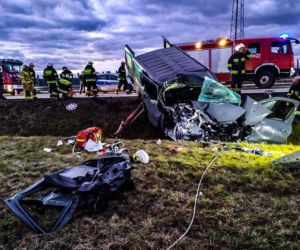 Wypadek busa na autostradzie A4 w okolicy Jawora
