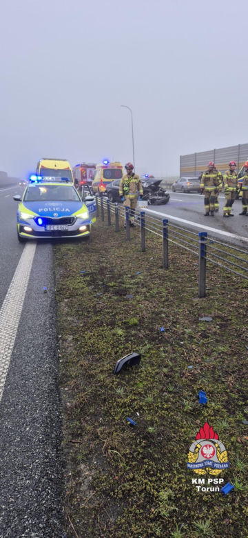 Poważny wypadek na A1 w gminie Łysomice pod Toruniem