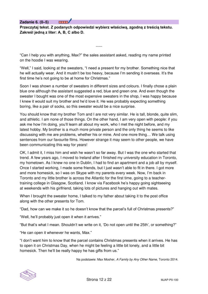 Matura próbna 2026 angielski - arkusz CKE