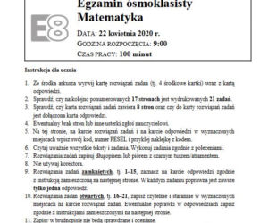 Egzamin ósmoklasisty 2020 matematyka - ARKUSZE CKE, ODPOWIEDZI, ZADANIA