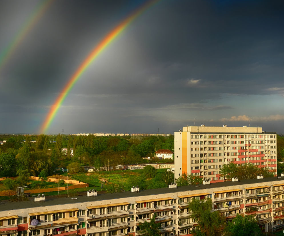 Przepiękny wielobarwny łuk nad Wrocławiem