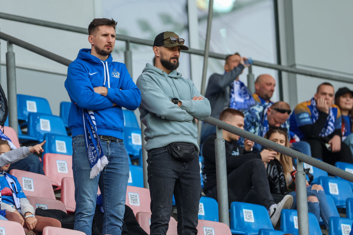 Kibice Ruchu Chorzów na meczu z ŁKS Łódź