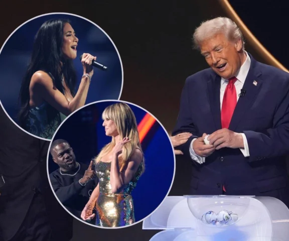 Piękne modelki i ikony muzyki na gali losowanie grup MŚ