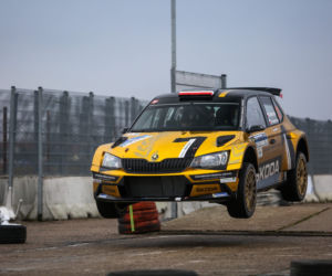 Złota Skoda Fabia R5 zespołu rajdowego Miko Marczyk Motorsport