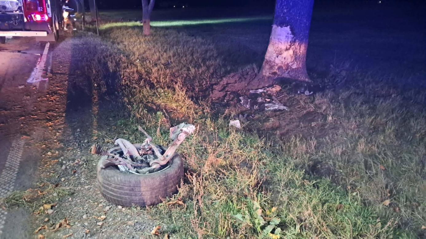 Pijany kierowca i pożar BMW na DK-63 w Suchożebrach