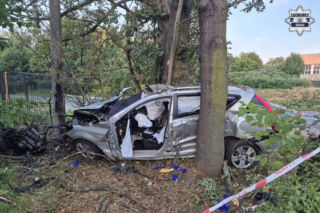 Kia rozbiła się na drzewie. Kierowca nie żyje
