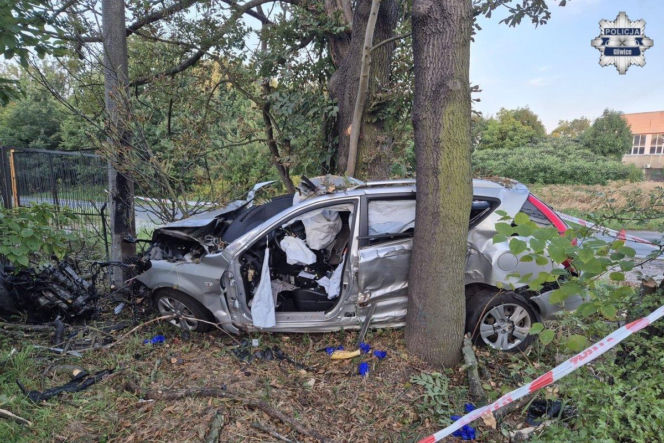 Kia zmiażdżona, kierowca nie żyje. Koszmarny wypadek w Gliwicach