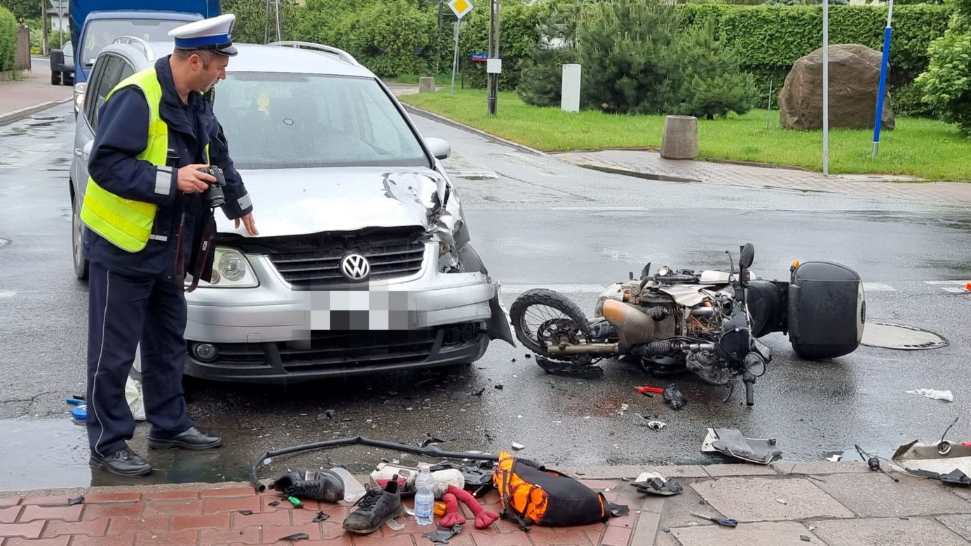 Wypadek motocyklisty