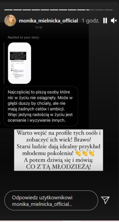 M jak miłość. Monika Mielnicka (Lilka Mostowiak) na Instagramie 
