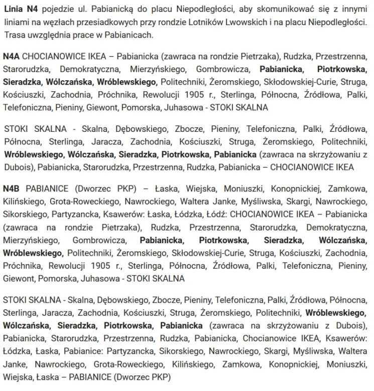 Trasy nocnych autobusów po zmianach