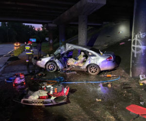 Katowice: Potworny wypadek na DK79! Samochód roztrzaskał się o filar 