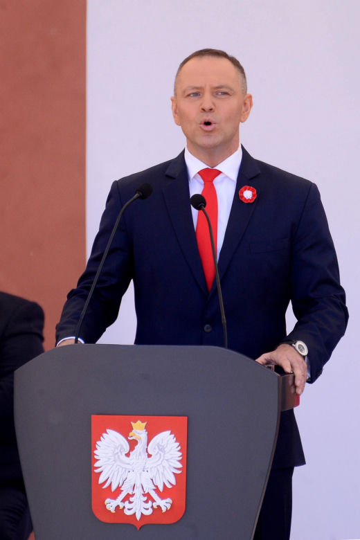 Warszawa. Święto Narodowe Trzeciego Maja. Para prezydencka na Placu Zamkowym w Warszawie