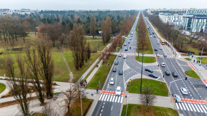 Przyszła trasa tramwaju wzdłuż Pola Mokotowskiego w Warszawie