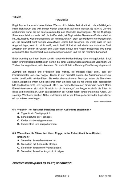 Matura próbna 2021: Język niemiecki [POZIOM ROZSZERZONY] Arkusze CKE i odpowiedzi