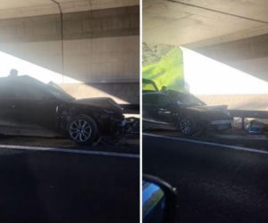 Audi uderzyło w tył busa na A4. Poszkodowani dwaj kierowcy