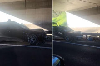 Audi uderzyło w tył busa na A4. Poszkodowani dwaj kierowcy