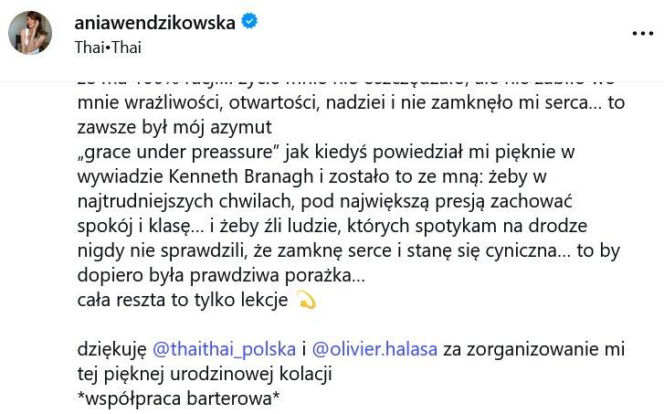 Anna Wendzikowska kończy 45 lat. Wspomniała słowa dziadka. "Nie wiem, kiedy przeleciało to życie"