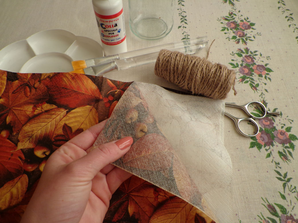 Jesienny lampion decoupage