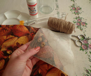 Jesienny lampion decoupage