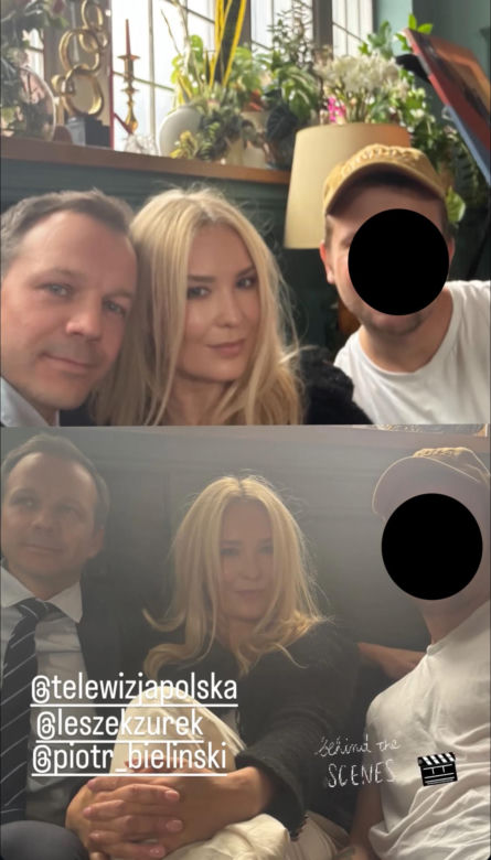 Barwy szczęścia. Karolina (Marta Dąbrowska), Bruno (Lesław Żurek) na planie