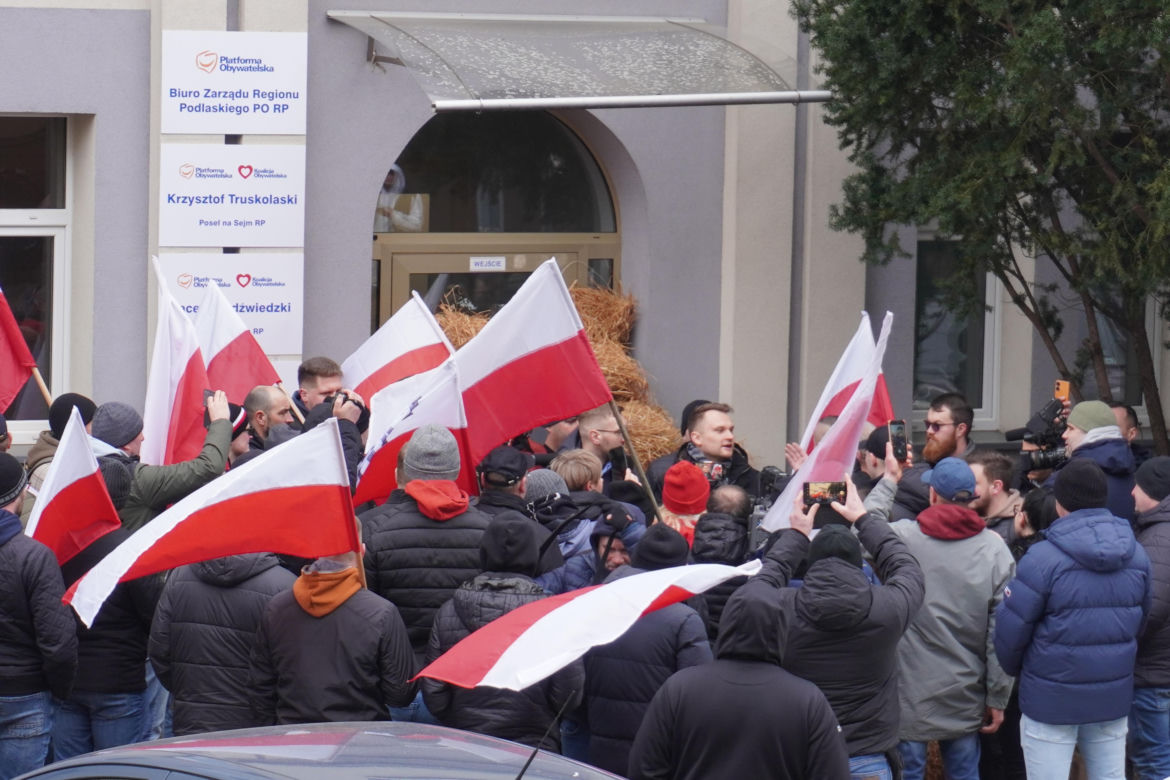 Protest rolników w Białymstoku. Przemarsz ulicami miasta 4 marca