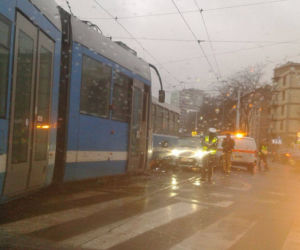 Zderzenie dwóch tramwajów obok Dworca Świebodzkiego