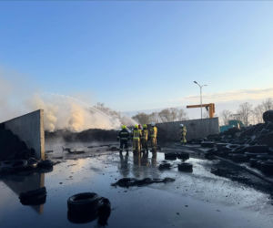 Pożar w zakładzie utylizacji opon w Rożentalu