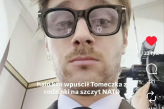 Elegancki Maciej Musiał nadaje ze szczytu NATO. Kto wpuścił Tomeczka z rodzinki?