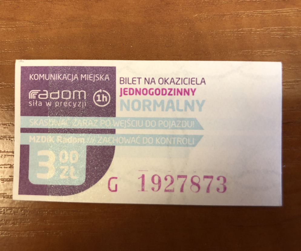 Bilet komunikacji miejskiej w Radomiu