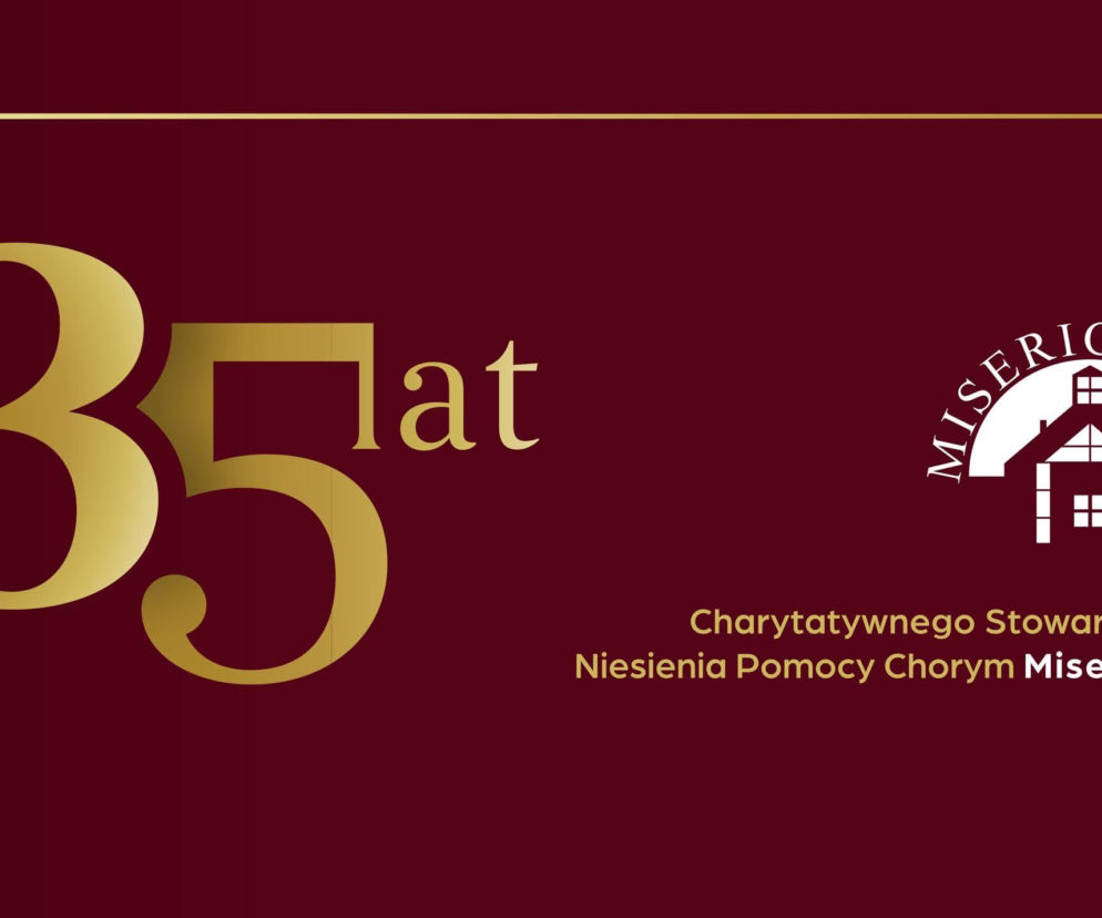 Plakat zapowiadający jubileusz 35 lat Stowarzyszenia Misericordia