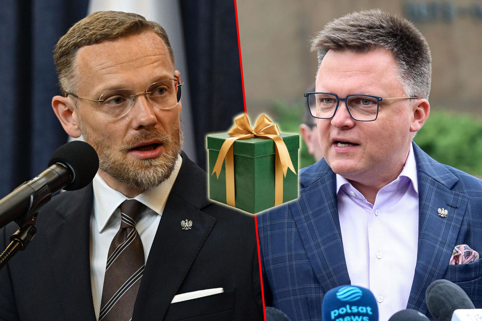 Prawa ręka Nawrockiego przyszła do gabinetu Hołowni z prezentem. Wiemy, co dostał!