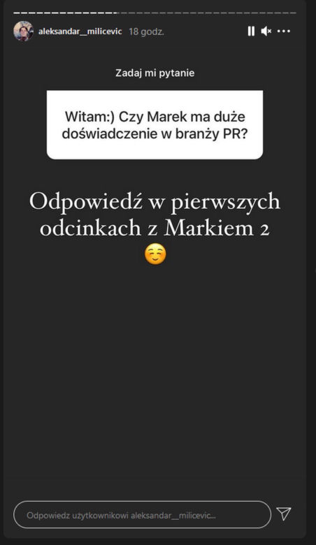 Aleksandar Milićević (Marek 2) na Instagramie o roli w serialu BrzydUla